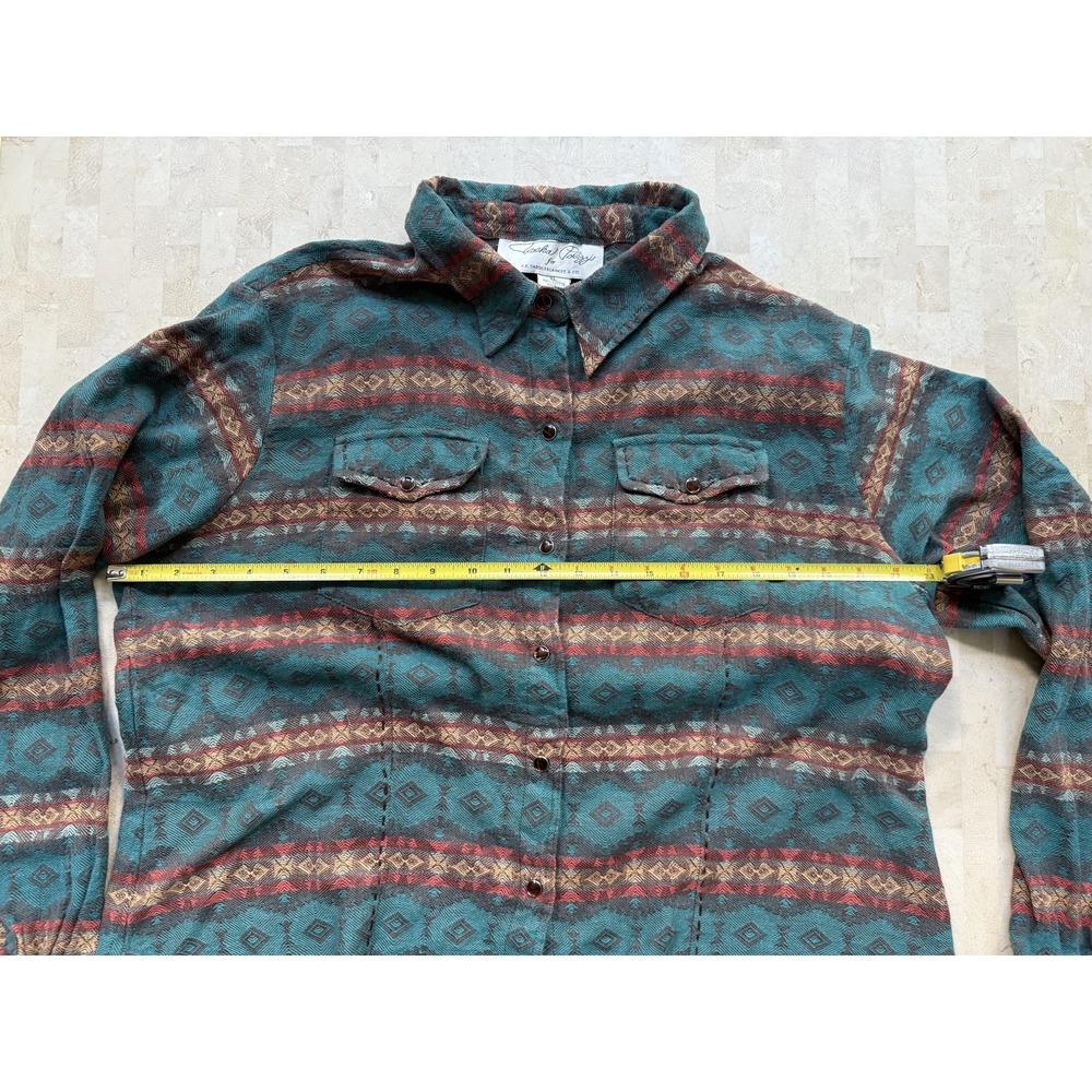 Vintage Tasha Polizzi for Saddleblanket Southwestern Stripe Pearl Snap‎ Shirt XL - Picture 7 of 9